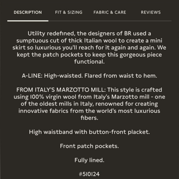 Banana Republic 100% Wool black Skirt Size 10 - Picture 4 of 11